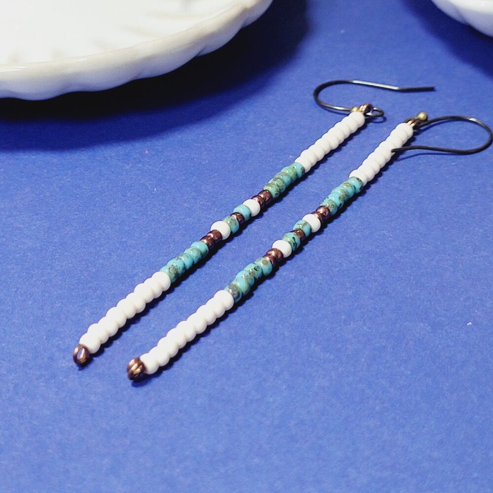 NEW Earrings Seed bead earrings minimalist stick earrings sweater stri 680#fs-r